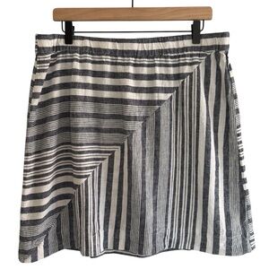 Kim Rogers Linen Blend A-Line Skirt Coastal Nautical Resortwear Medium Petite